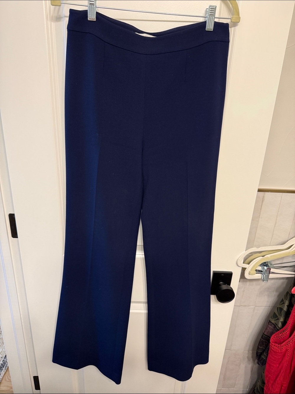 Diane Von Furstenberg Navy Wide-Leg Ponte Pants